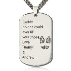 Father's Day Gift: Titanium Steel Dog Tag Name Necklace
