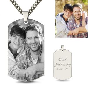 Custom Father & Son Photo Dog Tag Necklace Titanium Steel