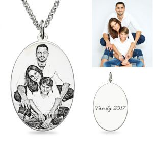 Personalized Oval Engraved Memory Necklace In Sterling Silver