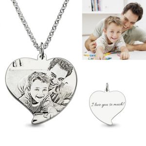 Heart Engraved Memory Necklace In Sterling Silver