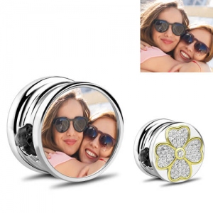 Four-leaf Clover Lucky Photo Charm Sterling Silver