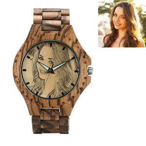 Photo Engraved Unique Zebra Wood Watch